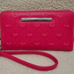 Pink Betsey Johnson Heart-Print Clutch Wallet